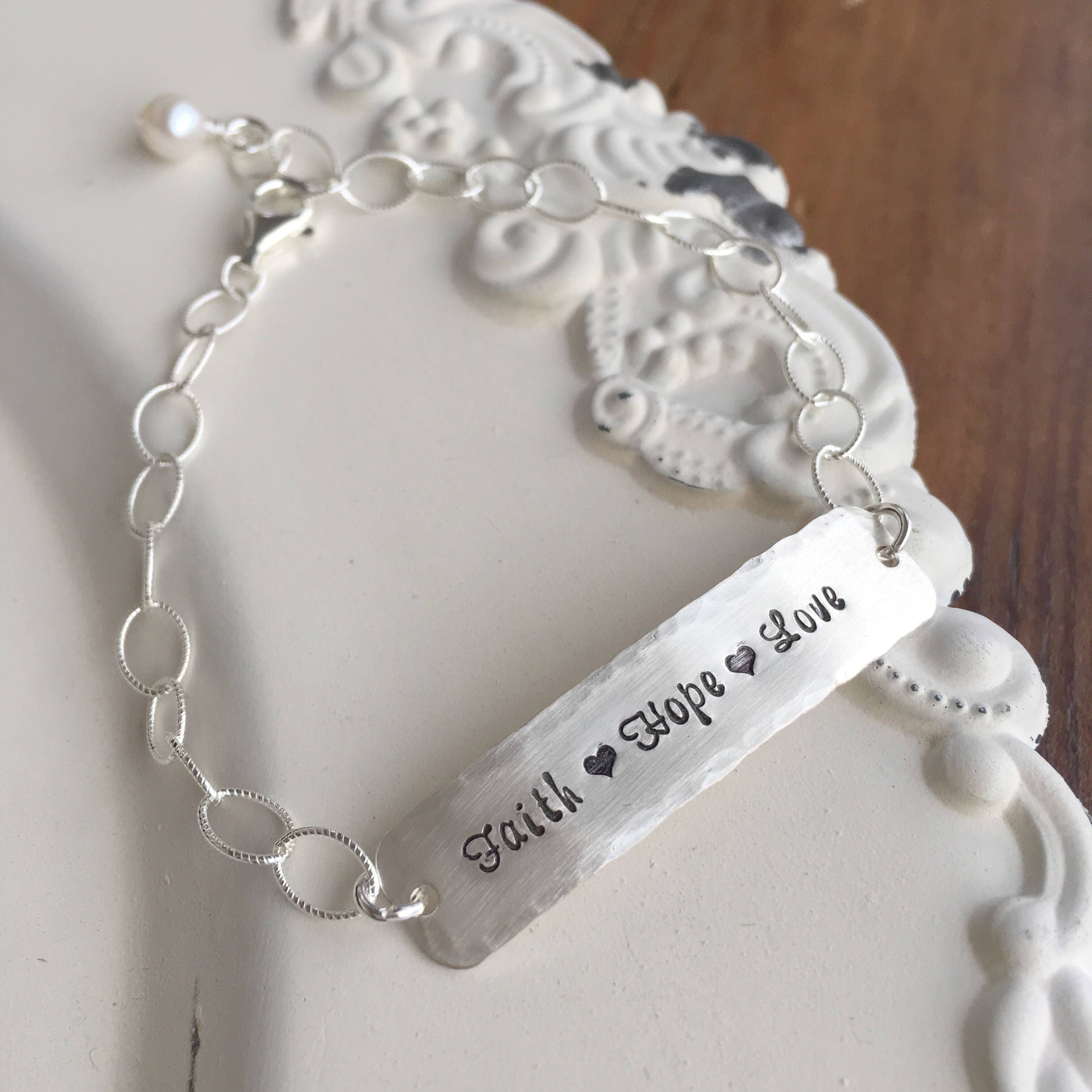 Faith Hope Love Bracelet . faith bracelet . Personalized