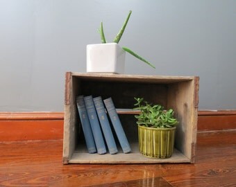Rustic Wooden Crate with Handles // Vintage Antique Worn Weathered Storage Box Tool Caddy Farmhouse Kitchen Decor Organizing Bin AS-IS