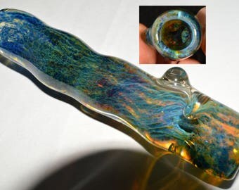 Glass Ice Pinch Chillum Pipe in Honeycomb Roots - Handblown - Color Changer