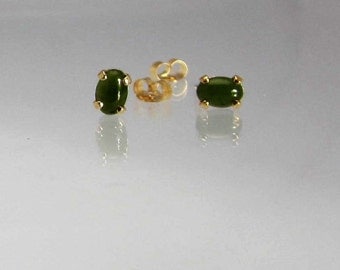 Jade Studs Earrings Natural Nephrite Jade Set in 14Kt Gold Filled or Sterling Silver Stud Posts