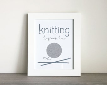 Knitting Happens Here Printable Wall Art