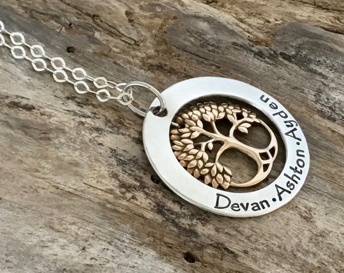 Personalized Family Tree/Family Necklace/Tree of Life Necklace/Tree of Life Pendant/Tree of Life Necklace Sterling Silver/Tree Necklace