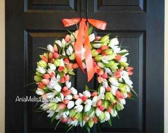 spring wreath summer wreaths tulip wreaths for front door decorations flowers vase wreaths