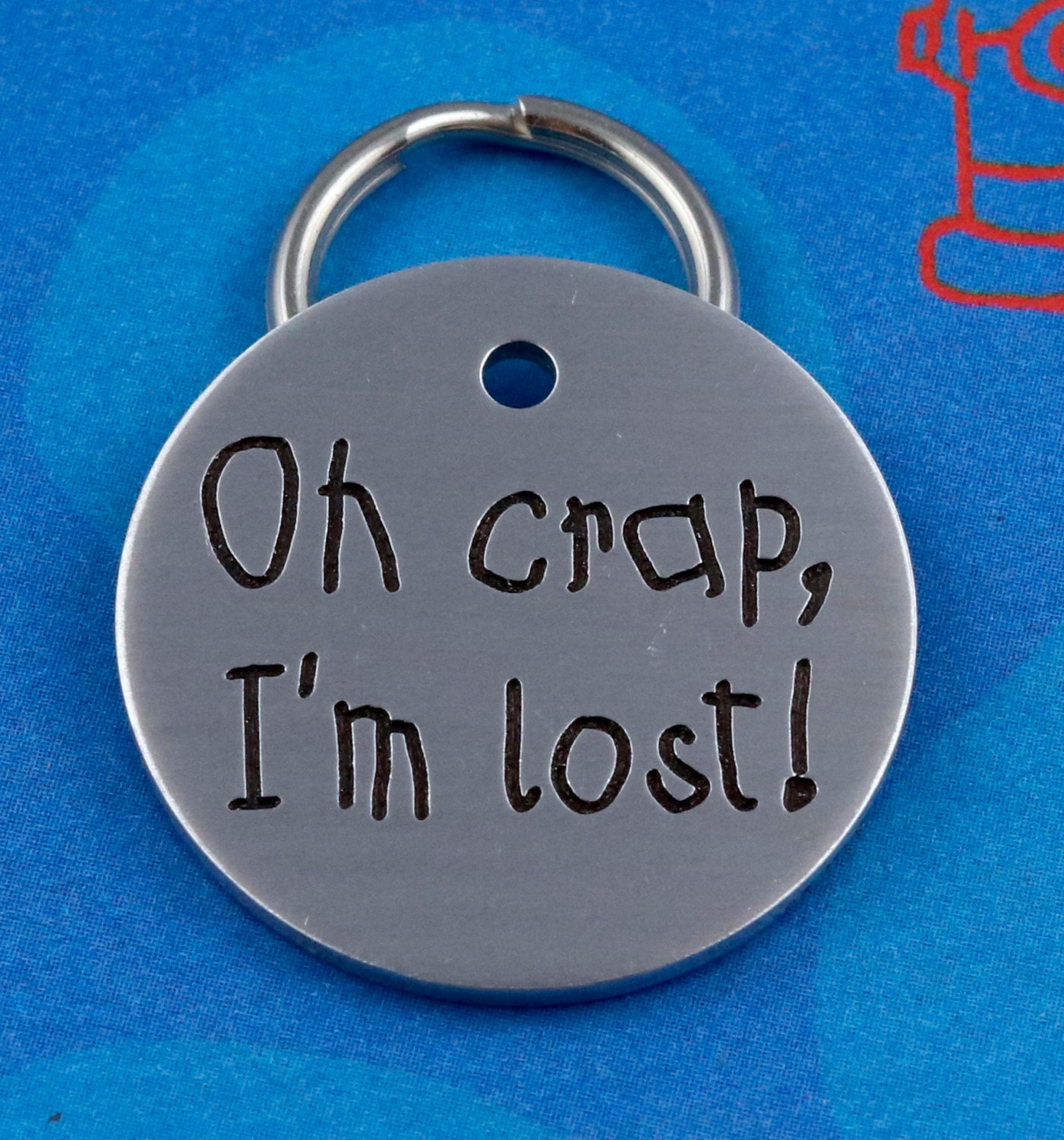 Cute Dog Tag Customized Oh Crap I'm Lost Pet ID Tag