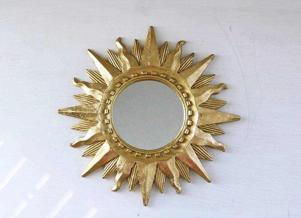Sunburst mirror small gold vintage accent mirror