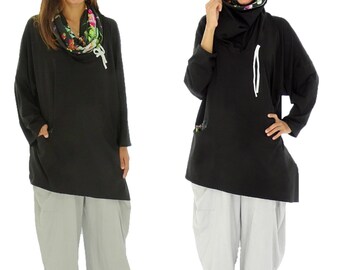HR800SW1 tunic layered look shirt asymmetrical Gr. 40-52 black