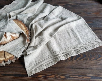 Rustic linen table runner, vintage linen runner, stonewashed farmhouse table runner, rough linen fabric table runner, rustic table decor