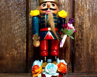 Day-of-the-Dead Calavera King / Christmas Skull Nutcracker / Winter Xmas Adornment / Dia De Los Muertos Ornament