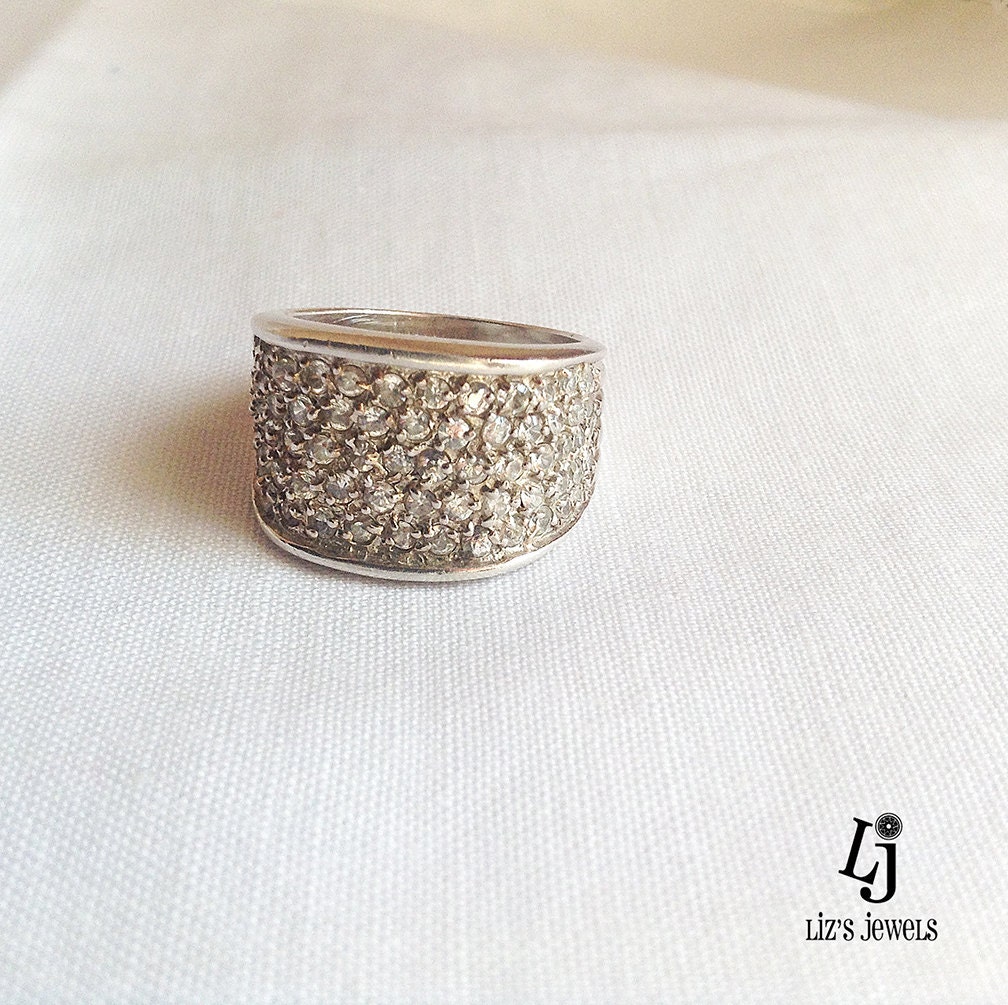 SETA Sterling Silver Large Cocktail Ring Sz 7 1/4 dinner