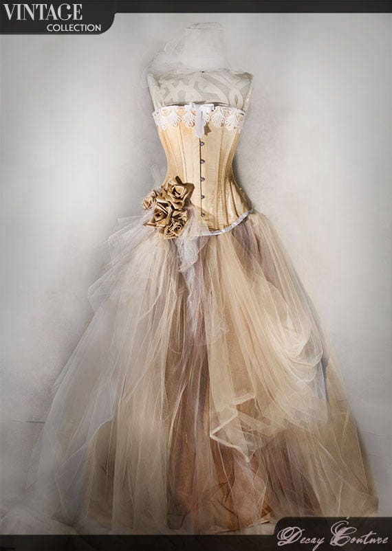 CHAMPAGNE WEDDING GOWN vintage wedding dress with victorian