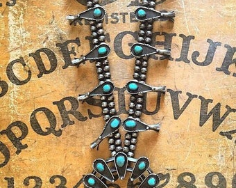 Vintage Turquoise Squash Blossom Necklace