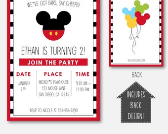 Mickey Mouse Invitation, Mickey Mouse Birthday, Mickey Mouse Birthday Invitation, Mickey Mouse Clubhouse Invitations, Mickey Mouse Clubhouse