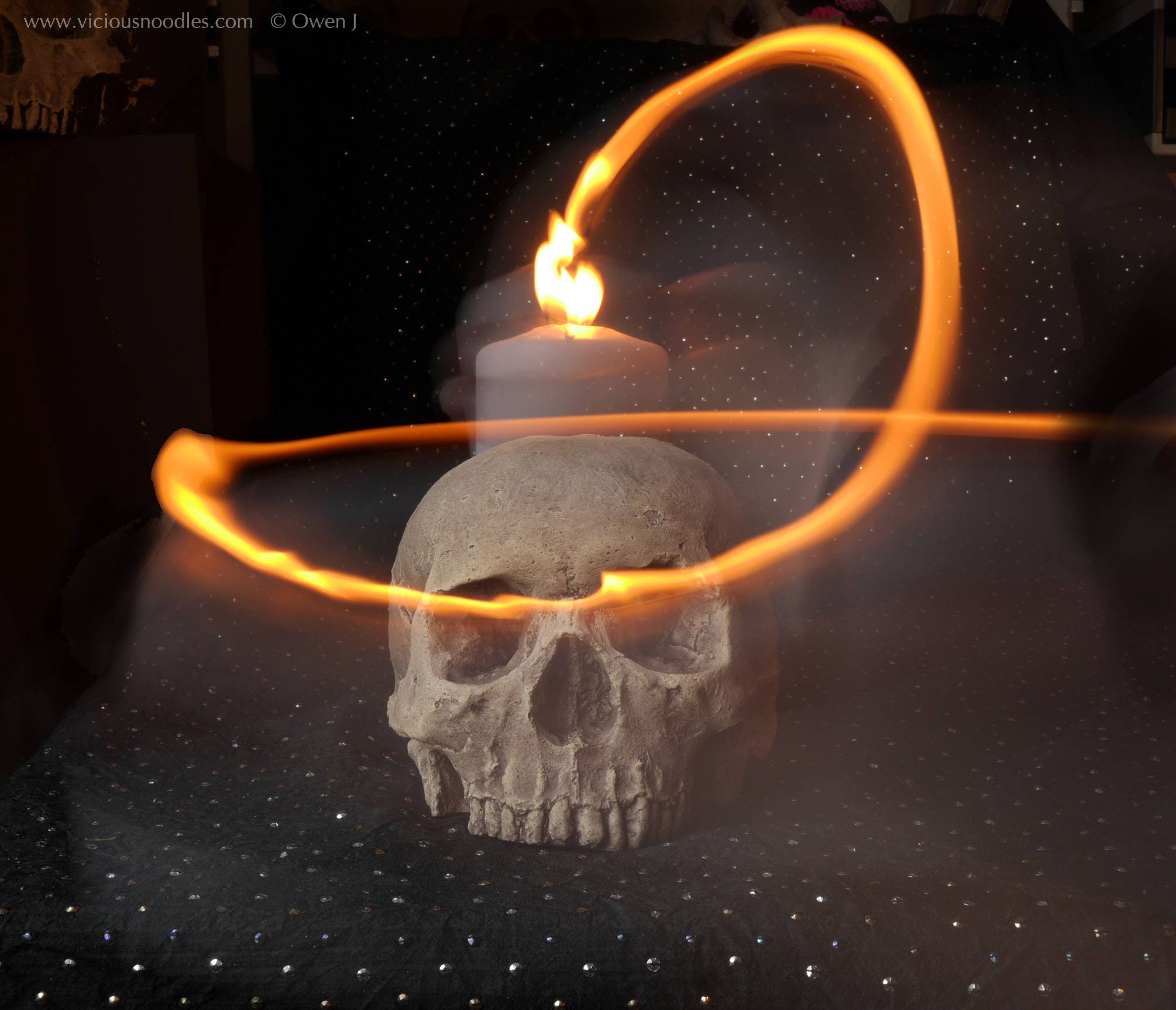 SKULL CANDLE HOLDER natural full size human skull candle