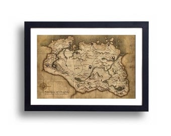 Skyrim Map, Skyrim Poster, Skyrim Art, Skyrim Print, Skyrim Art Print, Elder Scrolls, Skyrim Elder Scrolls, Dragonborn, Skyrim Map Print