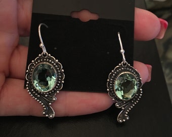 July Special! Faceted Aquamarine 925 Sterling Silver Earrings
