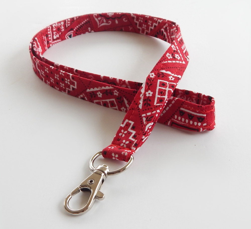 Bandana Lanyard / Red Bandanna / Western Keychain / Country