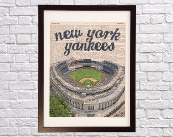 New York Yankees Dictionary Art Print - Yankee Stadium, New York City - Print on Vintage Dictionary Paper - Baseball Art - Gift For Him