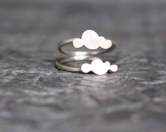 Cloud ring, sterling silver double cloud ring, weather ring, minimalist ring, modern ring