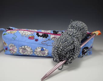 Knitting needle case | Knitting Bag | Crochet bag | Quilted zippered Bag