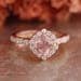 14K Rose Gold Morganite & Diamond Engagement Ring - Vintage 3 Stone Bridal Ring (Size 9) - View #5