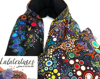 Microwave Flax HEATING PAD Set - NECK wrap and Lumbar pack - Spa set - Gifts for him - Gift for her - Mothers day - extra long neck wrap