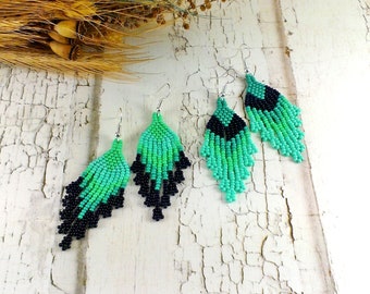 Turquoise jewelry Turquoise earrings Blue earrings Beaded jewelry Fringe earrings Boho earrings Dangle earrings Turquoise gift