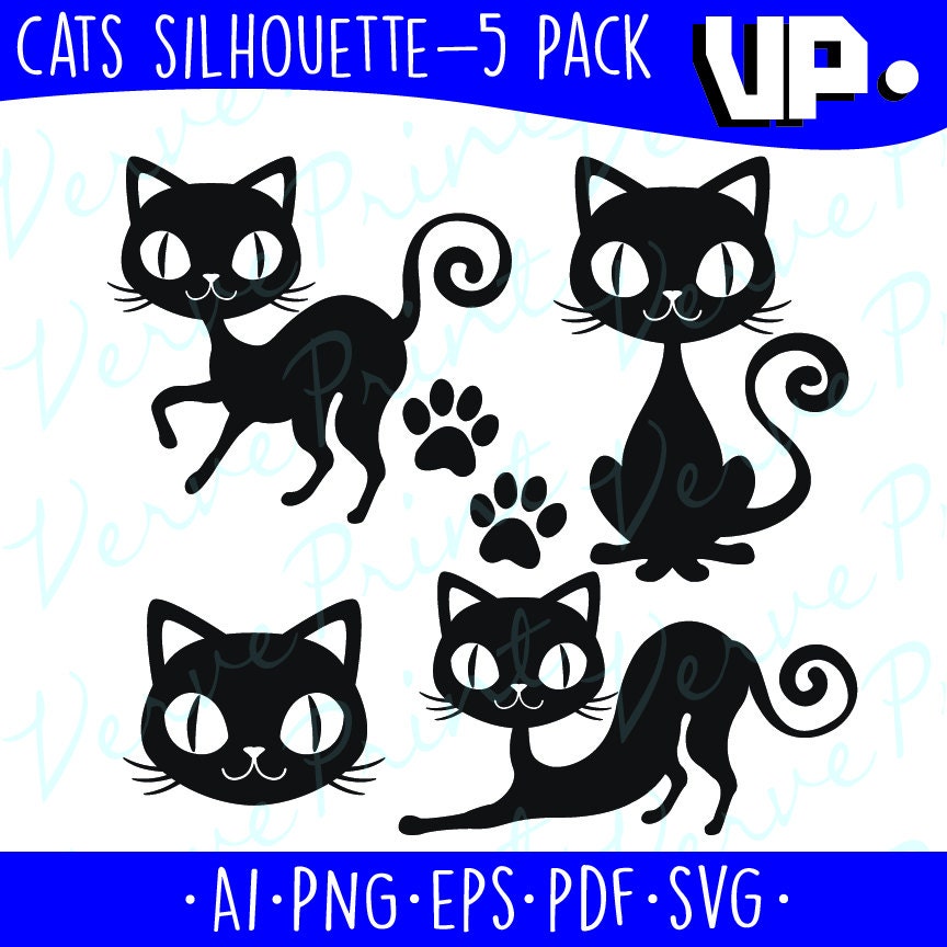 Download Cat Silhouette Svg Ai Eps Pdf Cutting file cats vector