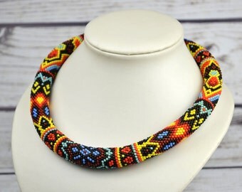 Ethnic Necklace African Necklace beaded necklace Statement Necklace Rope Necklace tribal necklace African jewelry womens gift valentine gift