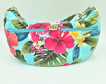 Hobo Bag, Handbag, Sling Bag, Slouchy Bag, Tropical Bag, Large Purse in Tropical Floral Print - Made in Maui