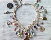 Bracelet - Sea of Galilee Charm Bracelet with Bronze Prutah - 29 AD Coin - Sterling Silver