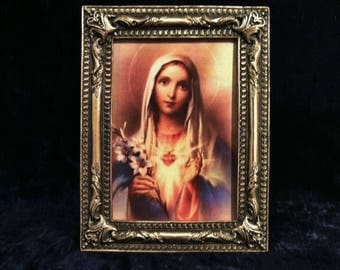 Immaculate Heart Of Mary In Vintage Pewter Frame