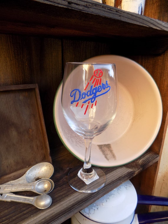 Hand Painted Los Angeles Dodgers Wine Glass