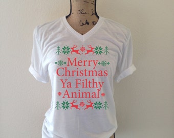 merry christmas ya filthy animal shirt jay jays