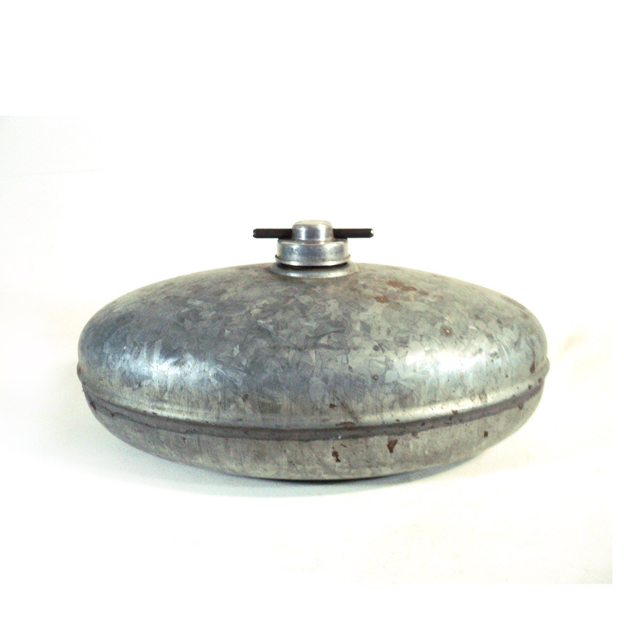 Antique Oval French Hammered Zinc Hot Water Bottle Galvanized