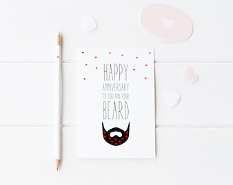 Beard Anniversary Card, Funny Beard Anniversary Greeting Card, Beard Card Husband, Beard First Anniversary Card For Boyfriend, Beard Card