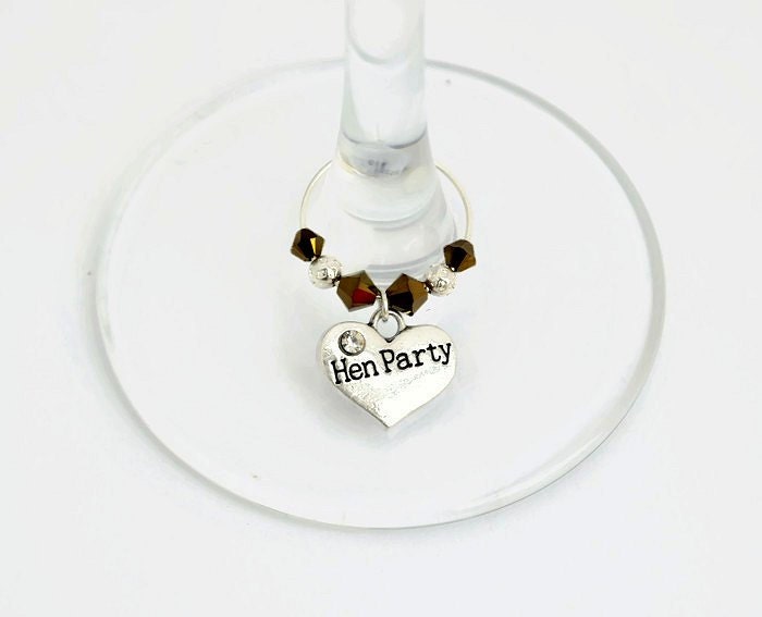 Hen Party Wine Glass Charm Swarovski Crystal Hen Party Gift