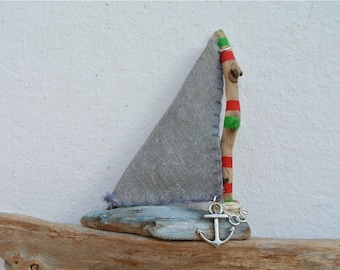 Driftwood Sailboat, Driftwood Art, Nautical Decor, Wooden Boat, Home Decor, Coastal Decor, Sailing Ship, Beach Decoration