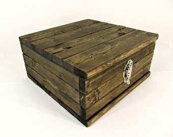 Made to Order: Rustic Memory Box - Small Keepsake Chest, Wooden Storage Case, Farmhouse Gift Box, Wood Box with Lid, Wooden Trinket Box