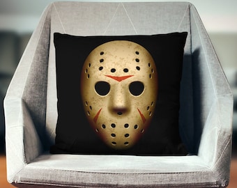 Horror Movie Decor | Jason Voorhees | Horror Decor | Jason Mask | Horror Pillow | Friday the 13th | Horror Mask | Horror Bedding