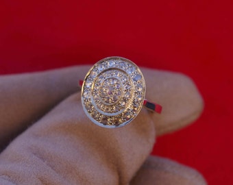 Diamond Engagement Ring, Edwardian Engagement Ring, rose cut diamonds and white gold, 1960, France, Free Shipping