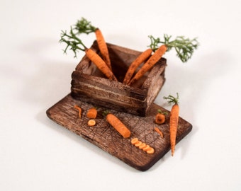 Carrot Harvest Board, Dollhouse Miniature Food, 1:12 Scale