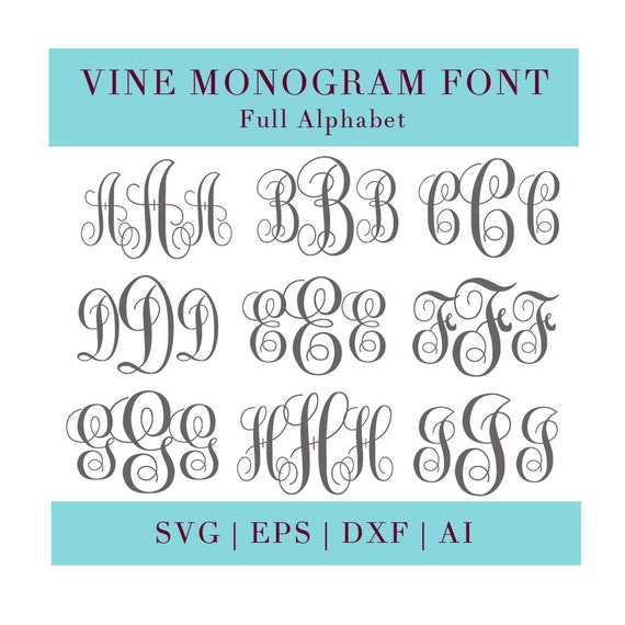 Download Vine Monogram Font svg SVG EPS DXF Ai Monogram Alphabet