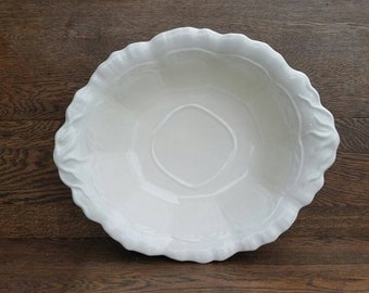 Vintage White Ceramic Bowl- Large Decorative Bowl/ Home Decor/Fruit Bowl.