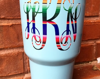 Serape Monogram Decal | Serape Mexican Blanket Decal | Yeti Cup Decal | Tumbler Decal | Rainbow | Aztec | Serape Mexican Monogram Decal |