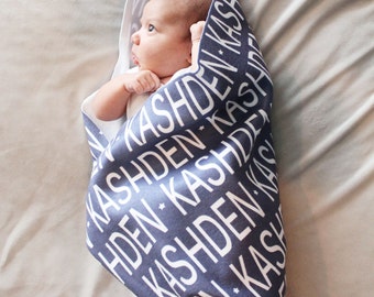 PERSONALIZED Baby Blanket fleece name hipster swaddle newborn photo prop gift birth announcement monthly baby photos monogram PETUNIAS