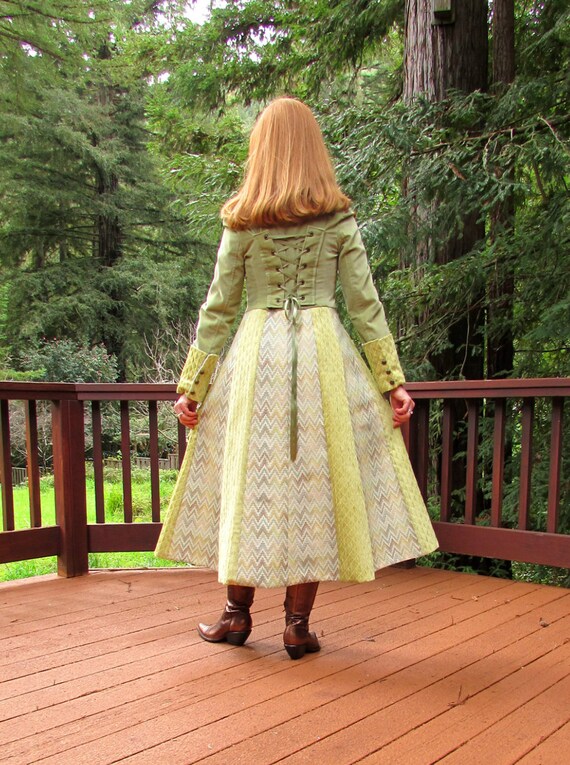Green Velvet Pixie Pirate Coat by FabrefactionStudio steampunk buy now online