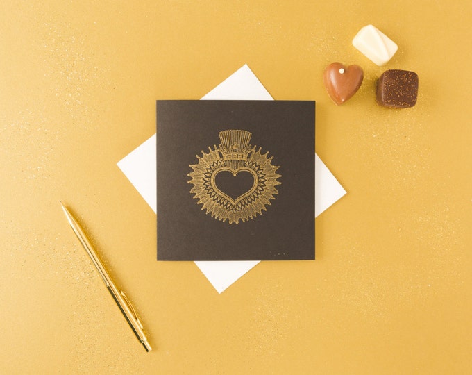 Gold Sacred Heart Anniversary Card // Love Card - Alternative Wedding Card - Alternative Wedding Invitation - Save The Date