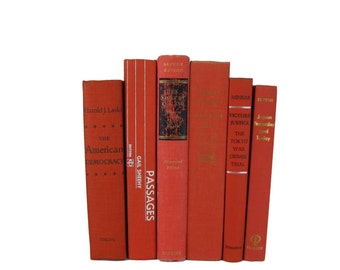 Orange vintage books , books for decor , wedding decor , home decor , old books , books for wedding , photo props , interior design
