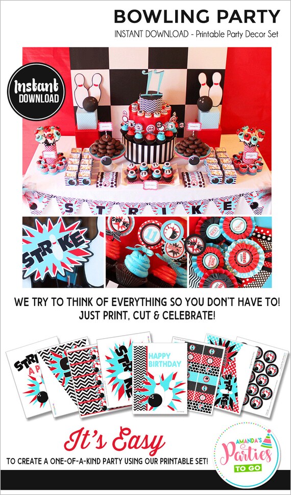 Bowling Party Decorations | Bowling Birthday | Bowling Printable | Bowling Party Banner | Instant Download | Amanda's Parties To Go Il_570xn