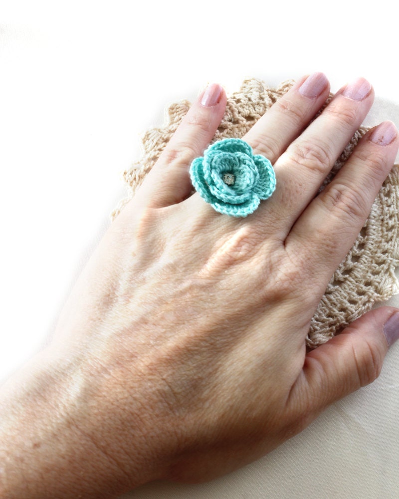 Crochet Ring Ring Flower Ring Crochet Jewelry